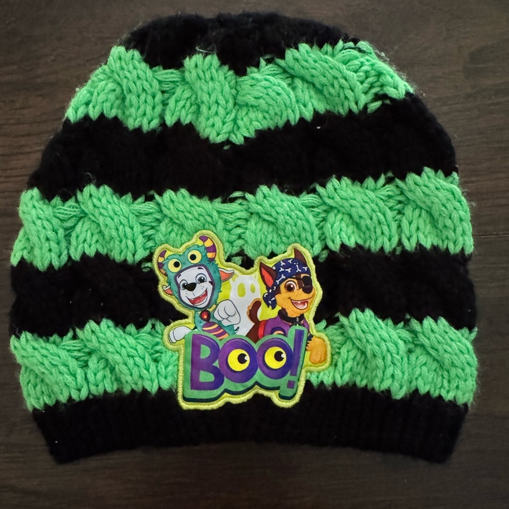 Nickelodeon paw patrol Green and Black Beanie with Ghost Patch